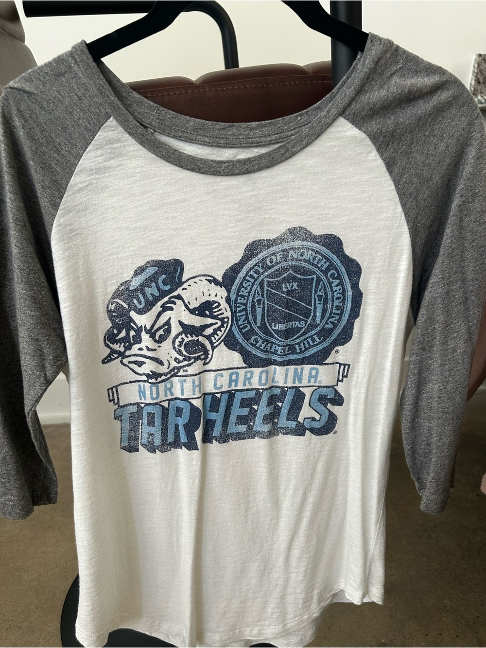 North Carolina Tar Heels Women’s 3/4 Tee - White & Gray